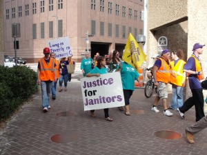 Janitors in Houston march for justice (July 15, 2012)
